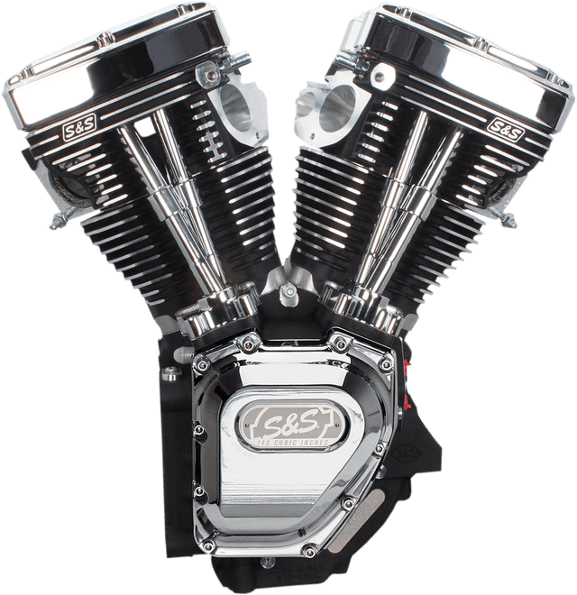 S&S CYCLE 0901-0239 T143 Long Block Engine - Wrinkle Black and Chrome - Touring | Dyna
