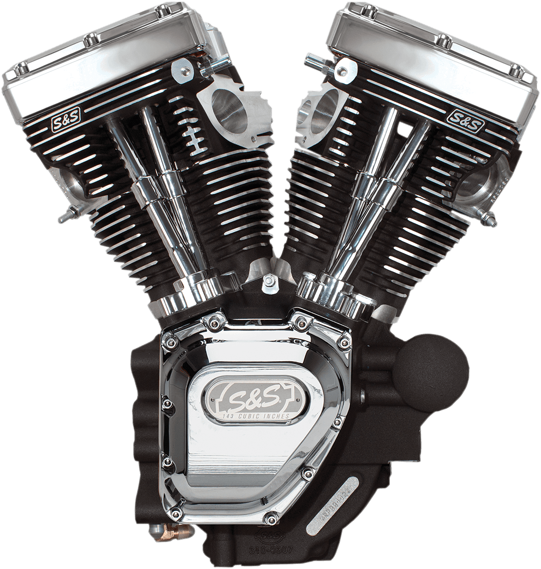 S&S CYCLE 0901-0249 T143 Long Block Engine - Wrinkle Black and Chrome - Dyna