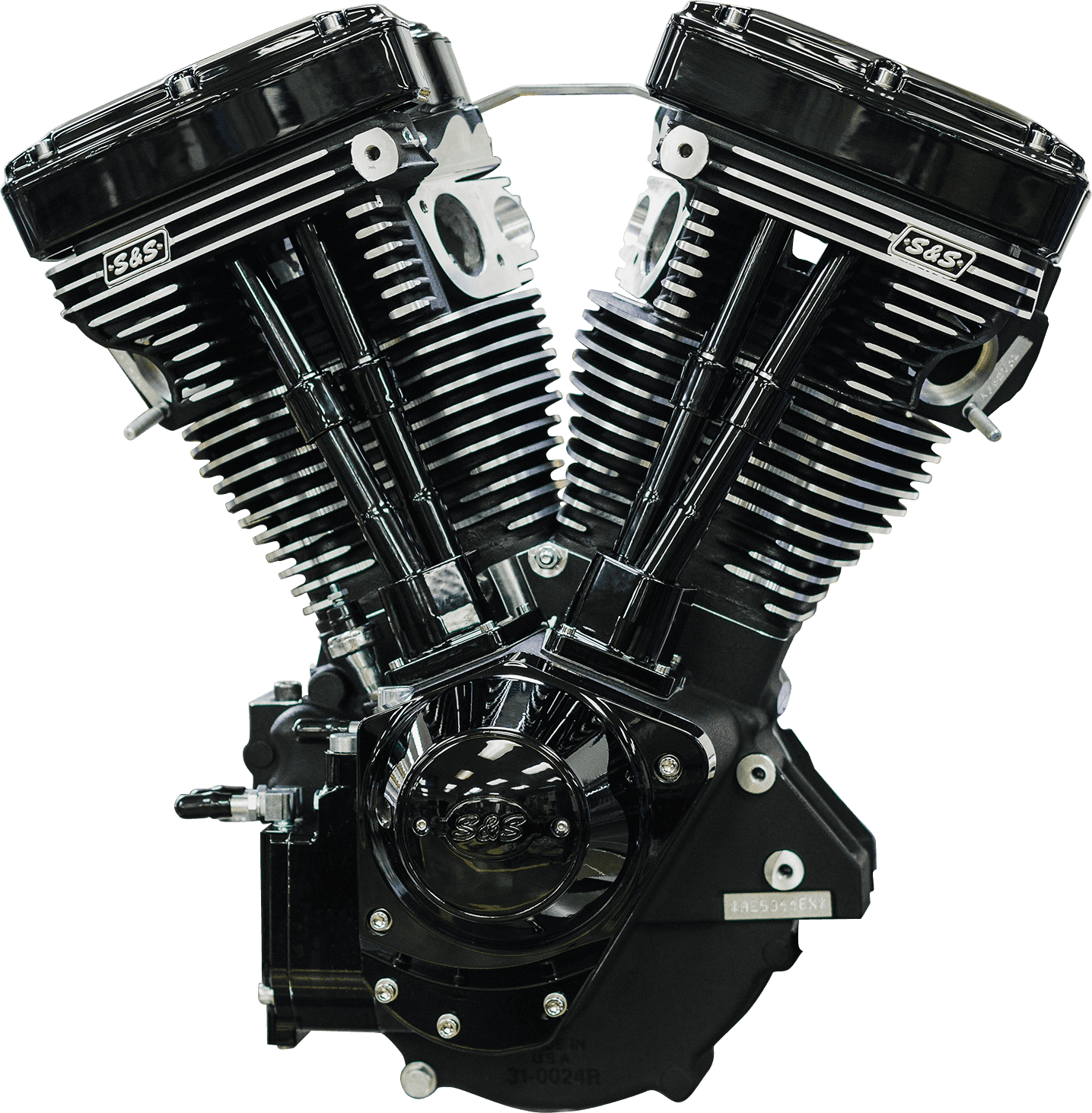 S&S CYCLE 0901-0257 V124 Long Block Engine - Black Edition - Big Twin | Custom Chasis w/Alternator-Style Primary