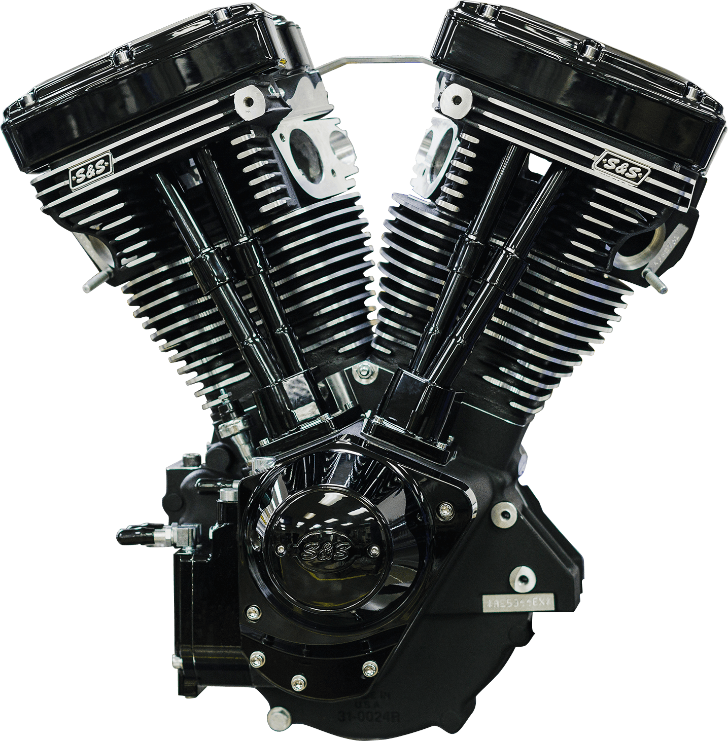 S&S CYCLE 0901-0257 V124 Long Block Engine - Black Edition - Big Twin | Custom Chasis w/Alternator-Style Primary