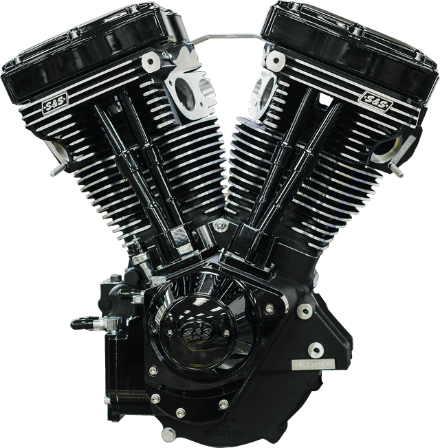 S&S CYCLE 0901-0257 V124 Long Block Engine - Black Edition - Big Twin | Custom Chasis w/Alternator-Style Primary — image 1 of 6