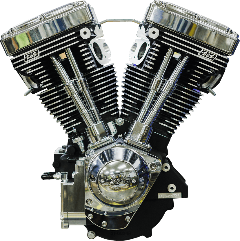 S&S CYCLE 0901-0258 V124 Long Block Engine - Chrome/Wrinkle Black - Big Twin | Custom Chasis w/Alternator-Style Primary — image 5 of 7