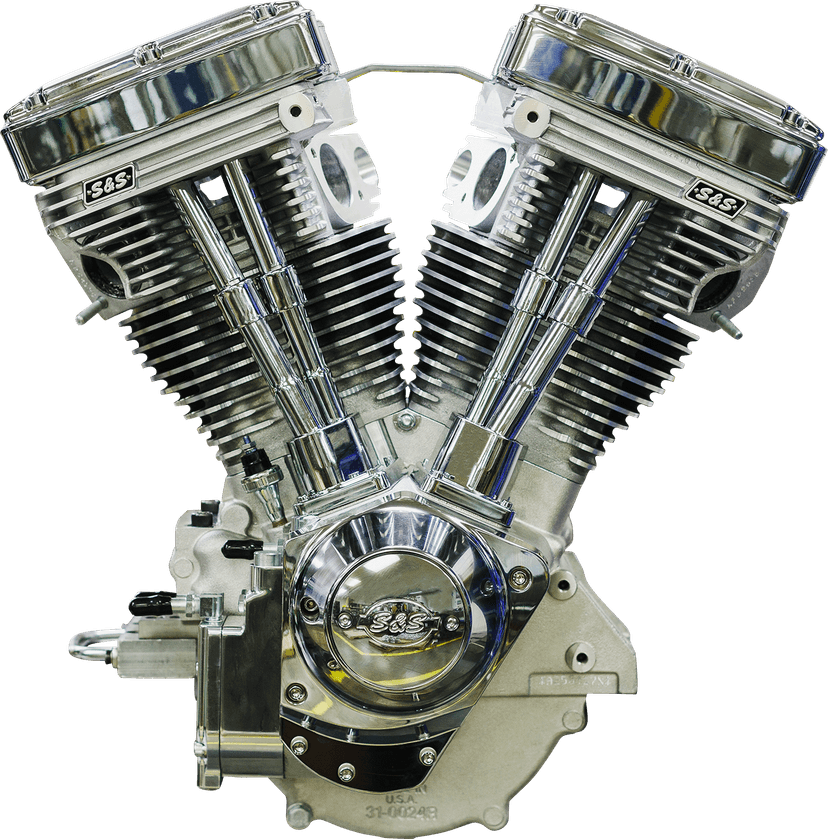 S&S CYCLE 0901-0259 V124 Long Block Engine - Chrome/Natural - Big Twin | Custom Chasis w/Alternator-Style Primary — image 4 of 7