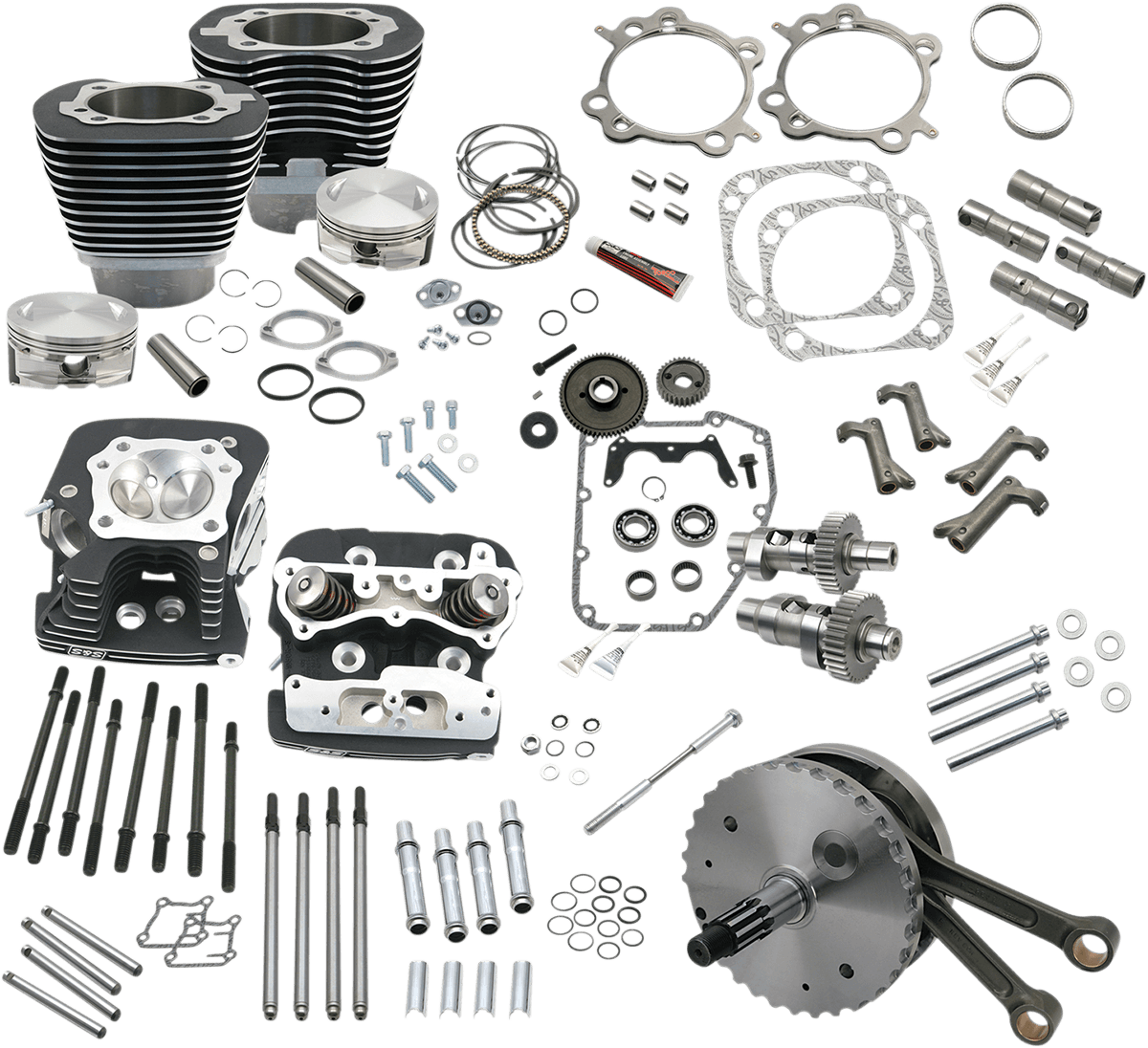 S&S CYCLE 0903-0950 124" Hot Set Up® - Big Bore/Stroker - Wrinkle Black - 88A Twin Cam