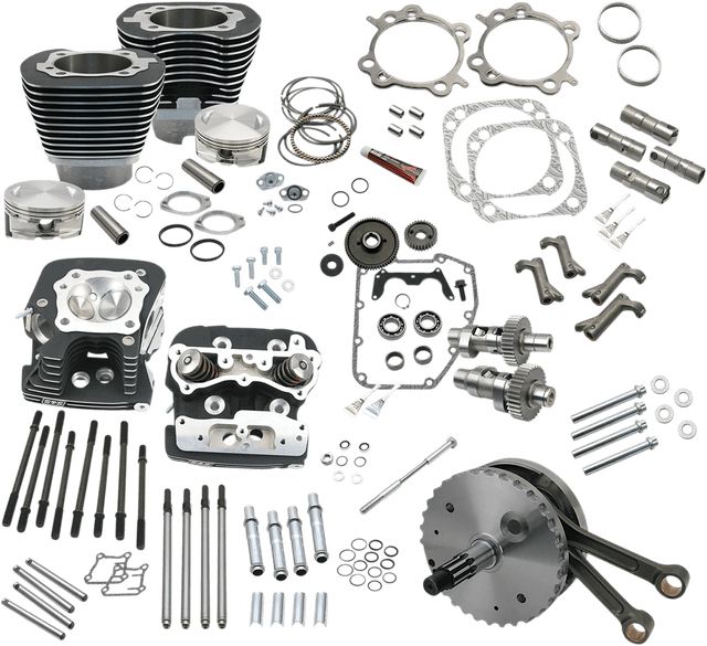 S&S CYCLE 0903-0950 124" Hot Set Up® - Big Bore/Stroker - Wrinkle Black - 88A Twin Cam