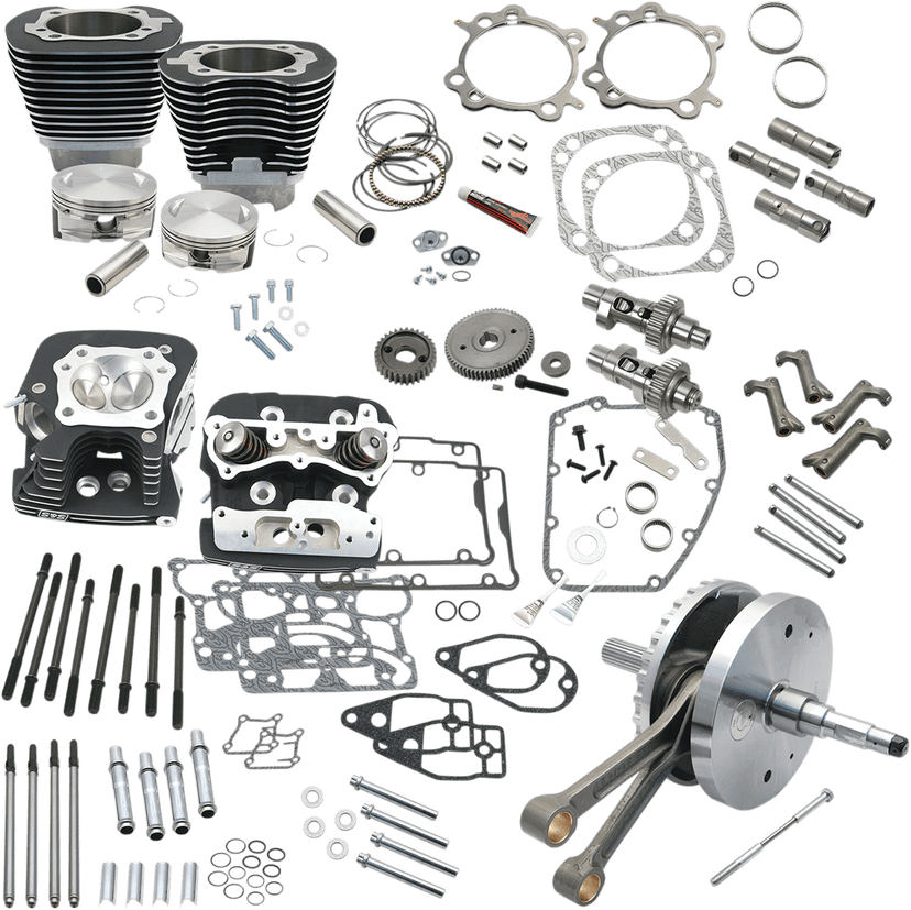 S&S CYCLE 0903-0951 124" Hot Set Up® - Big Bore/Stroker - Wrinkle Black - 96/103/110A Twin Cam