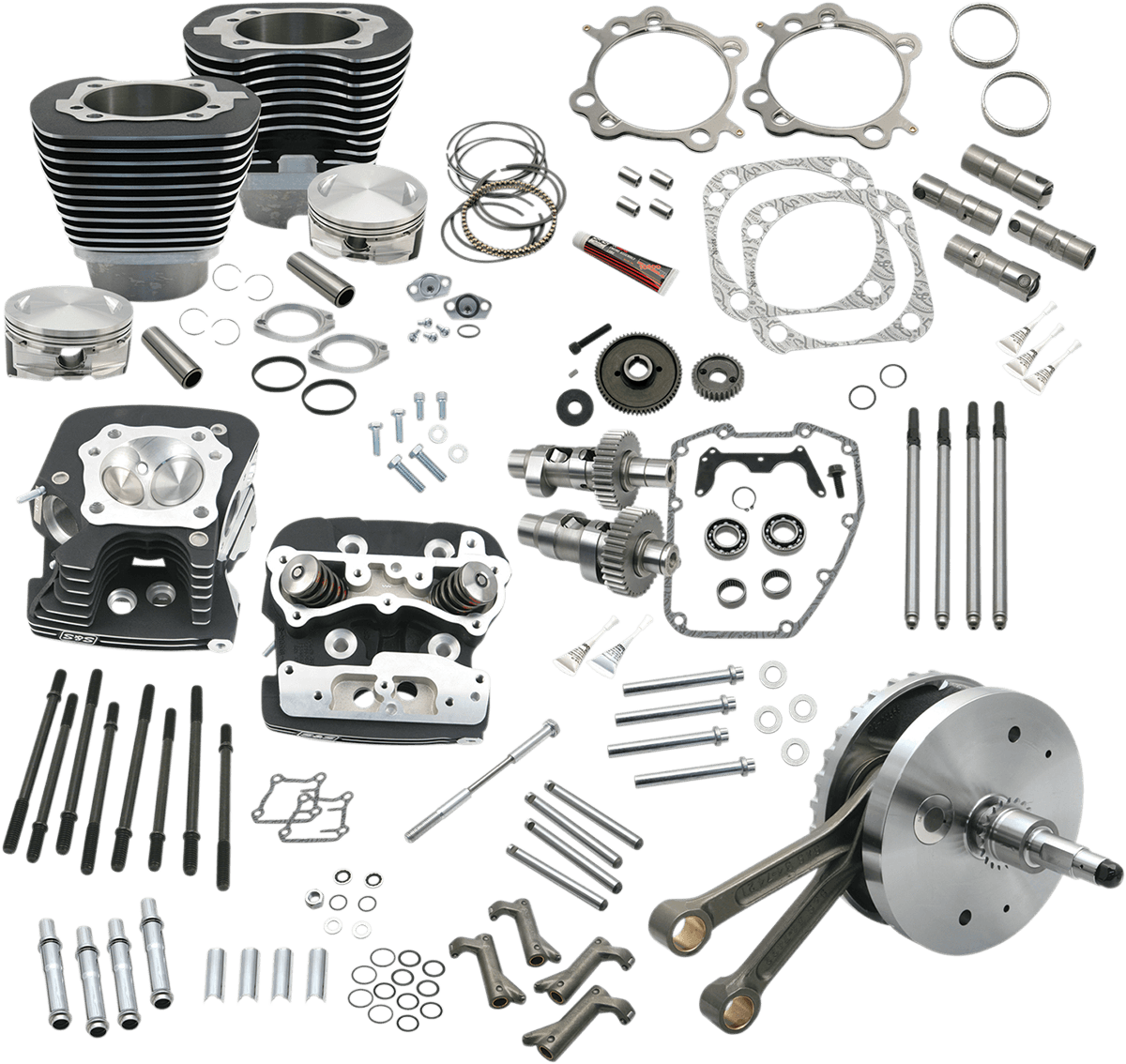 S&S CYCLE 0903-1254 124" Hot Set Up® - Big Bore/Stroker - Wrinkle Black - 88B Twin Cam