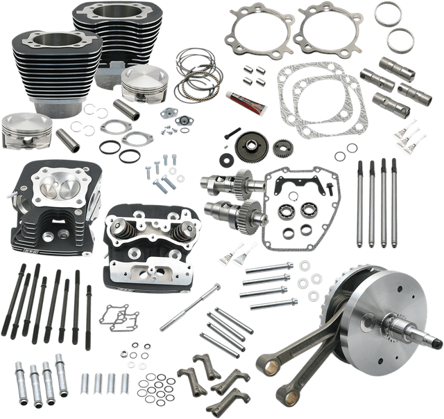 S&S CYCLE 0903-1254 124" Hot Set Up® - Big Bore/Stroker - Wrinkle Black - 88B Twin Cam