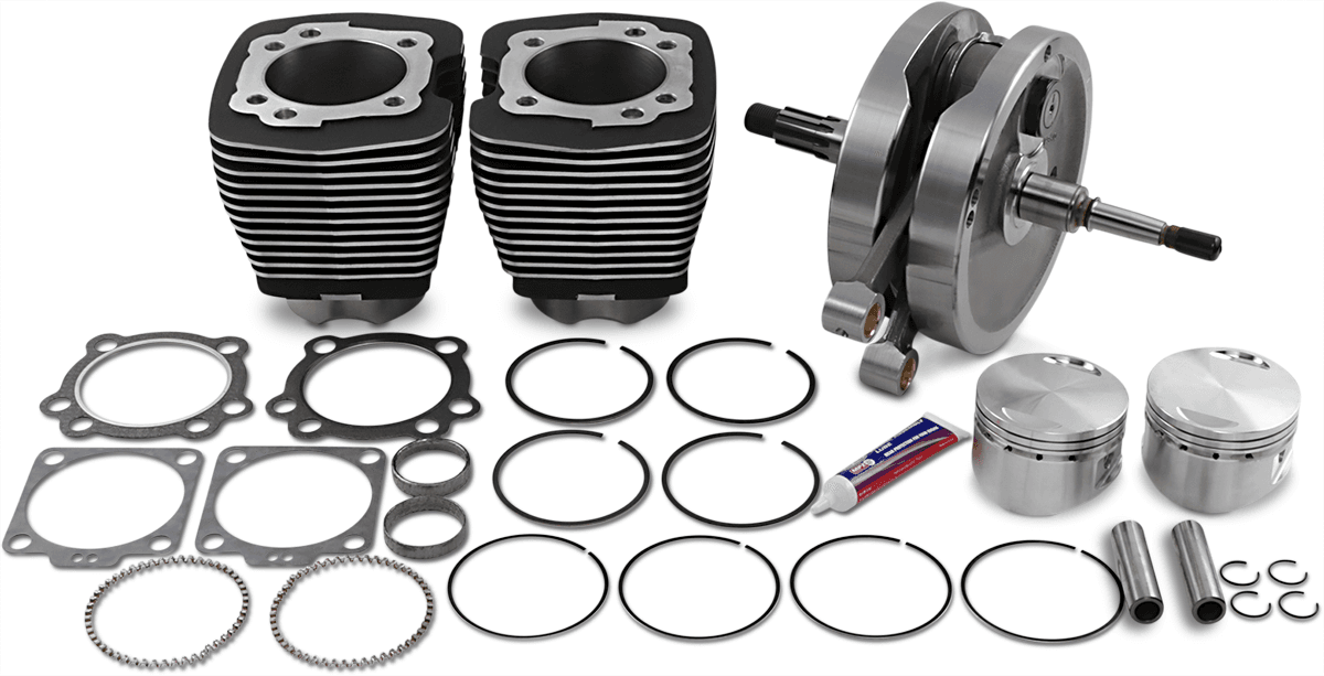 S&S CYCLE 0903-1258 96" Sidewinder® - 3.625" Big Bore - Stroker Kit - Wrinkle Black - Evolution Big Twin