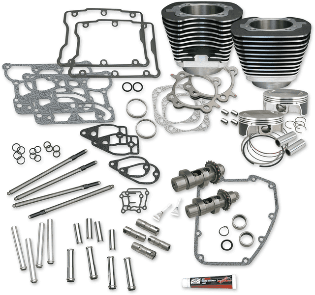 S&S CYCLE 0903-1293 106" Hot Set Up® Kit - 3.967" Bore - Wrinkle Black - Twin Cam
