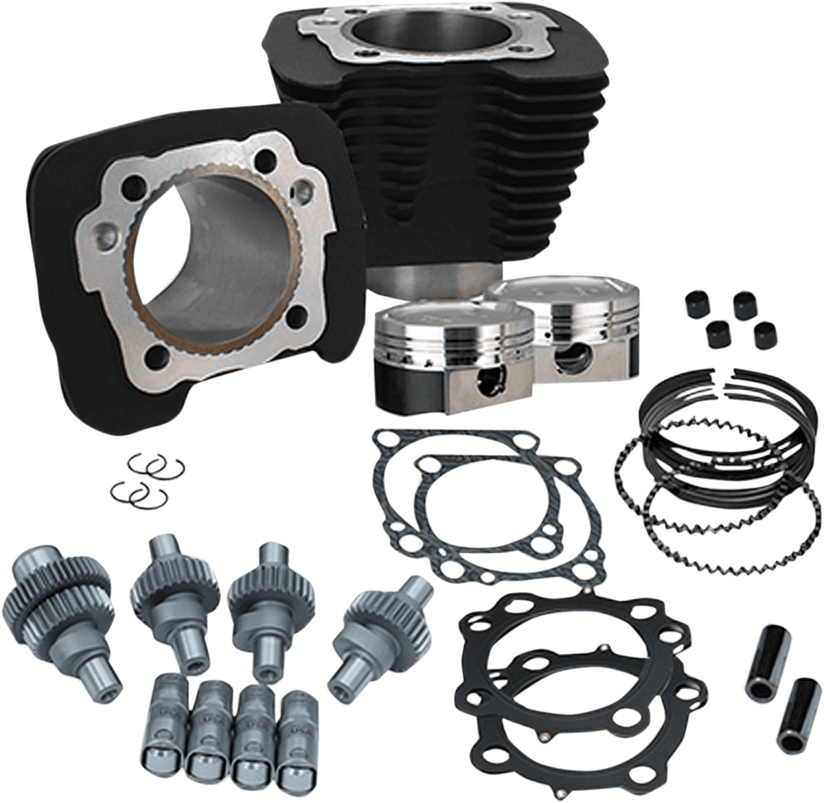 S&S CYCLE 0903-1300 Hooligan Kit - 883 cc to 1200 cc - Wrinkle Black - Sportster