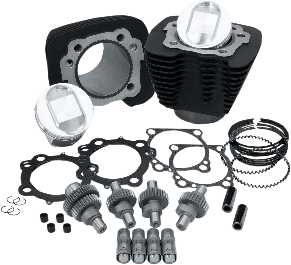 S&S CYCLE 0903-1302 Hooligan Kit - 1200 cc to 1250 cc - Wrinkle Black - Sportster