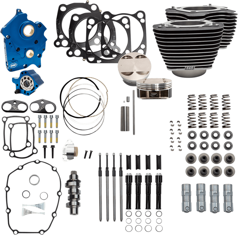 S&S CYCLE 0904-0089 124" Power Package - Chain Drive - Highlighted Fins - Black Pushrod Tubes - 107" M8 — image 1 of 2