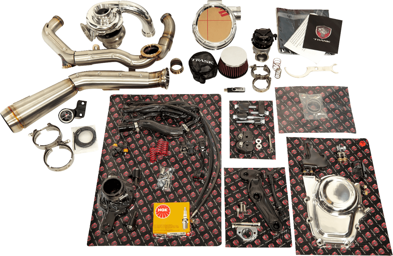 TRASK 0904-0098 Tornado Turbo Performance Kit - Polished with Brushed Stainless Steel Exhaust - M8