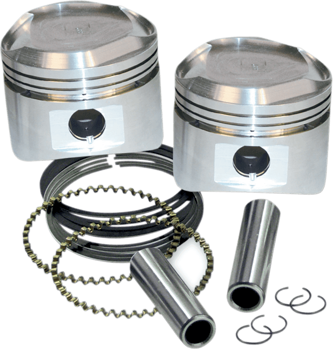 S&S CYCLE 0910-0007 Piston Kit - For Super Stock Heads - 3.500" +0.010" - Domed - 80" Big Twin