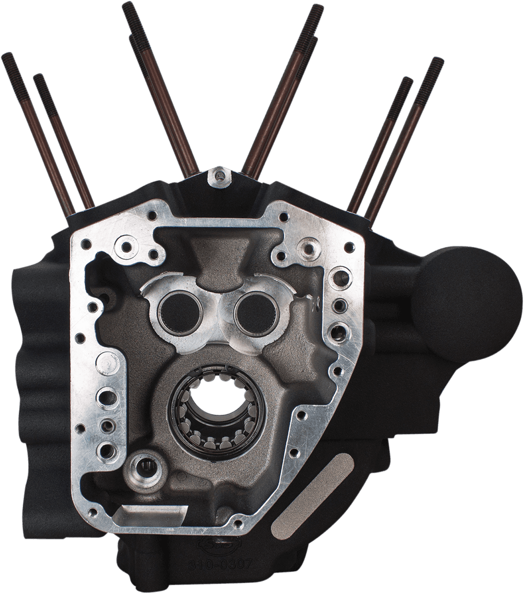 S&S CYCLE 0920-0093 Engine Case - 4.125" Bore w/Stock Stud Pattern - Wrinkle Black - Twin Cam