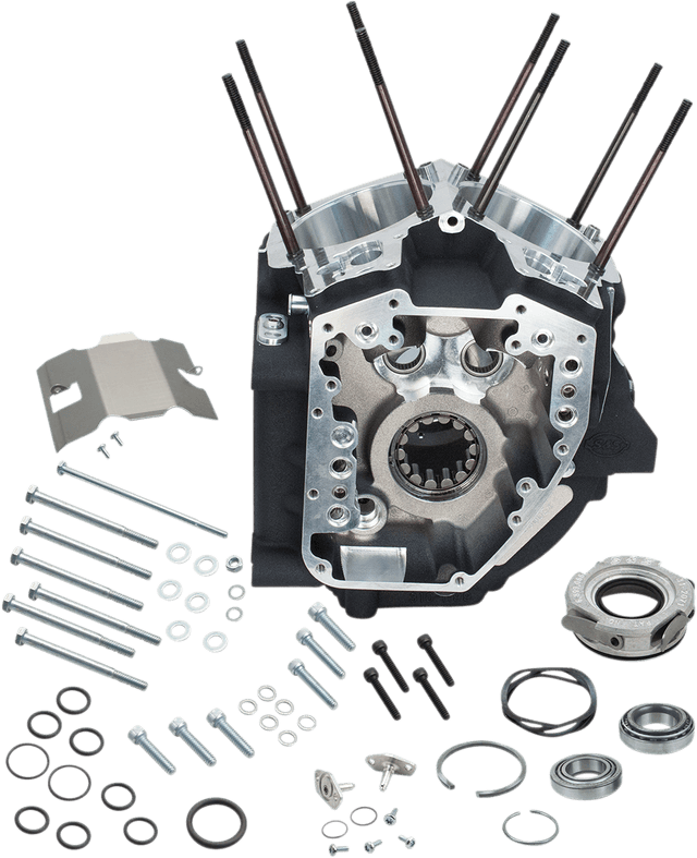 S&S CYCLE 0920-0188 Engine Case - 4.125" Bore w/Stock Stud Pattern - 88A Engine Type - Wrinkle Black - Twin Cam