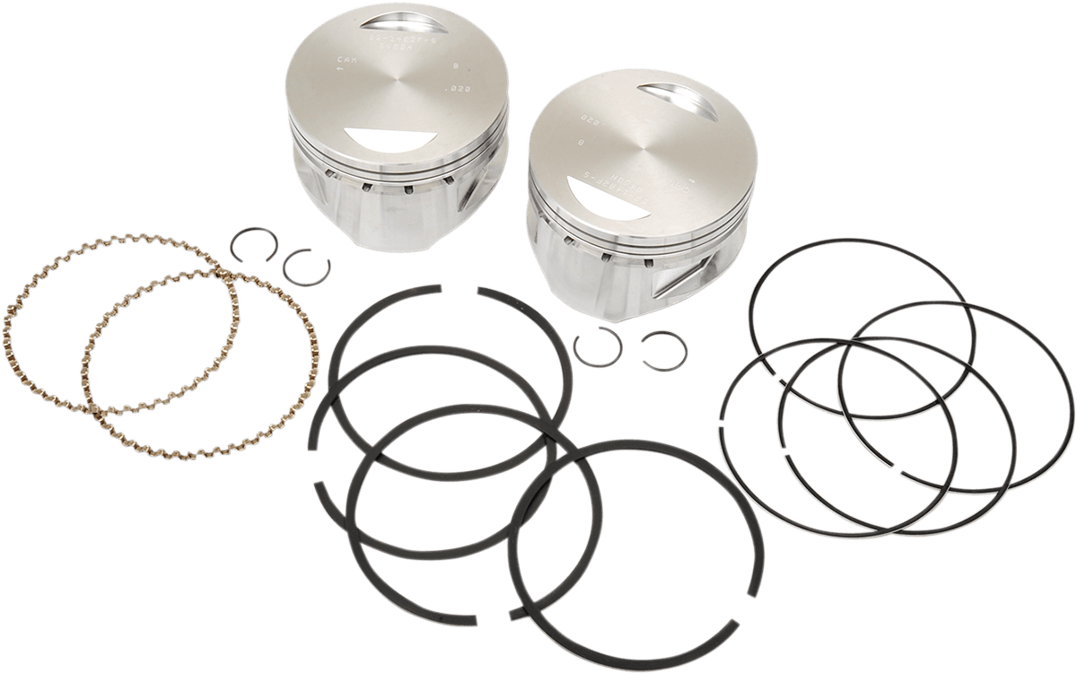 S&S CYCLE 92-1402 Piston Kit - For 100"/107" Super Sidewinder® - 4.000" - +0.020"