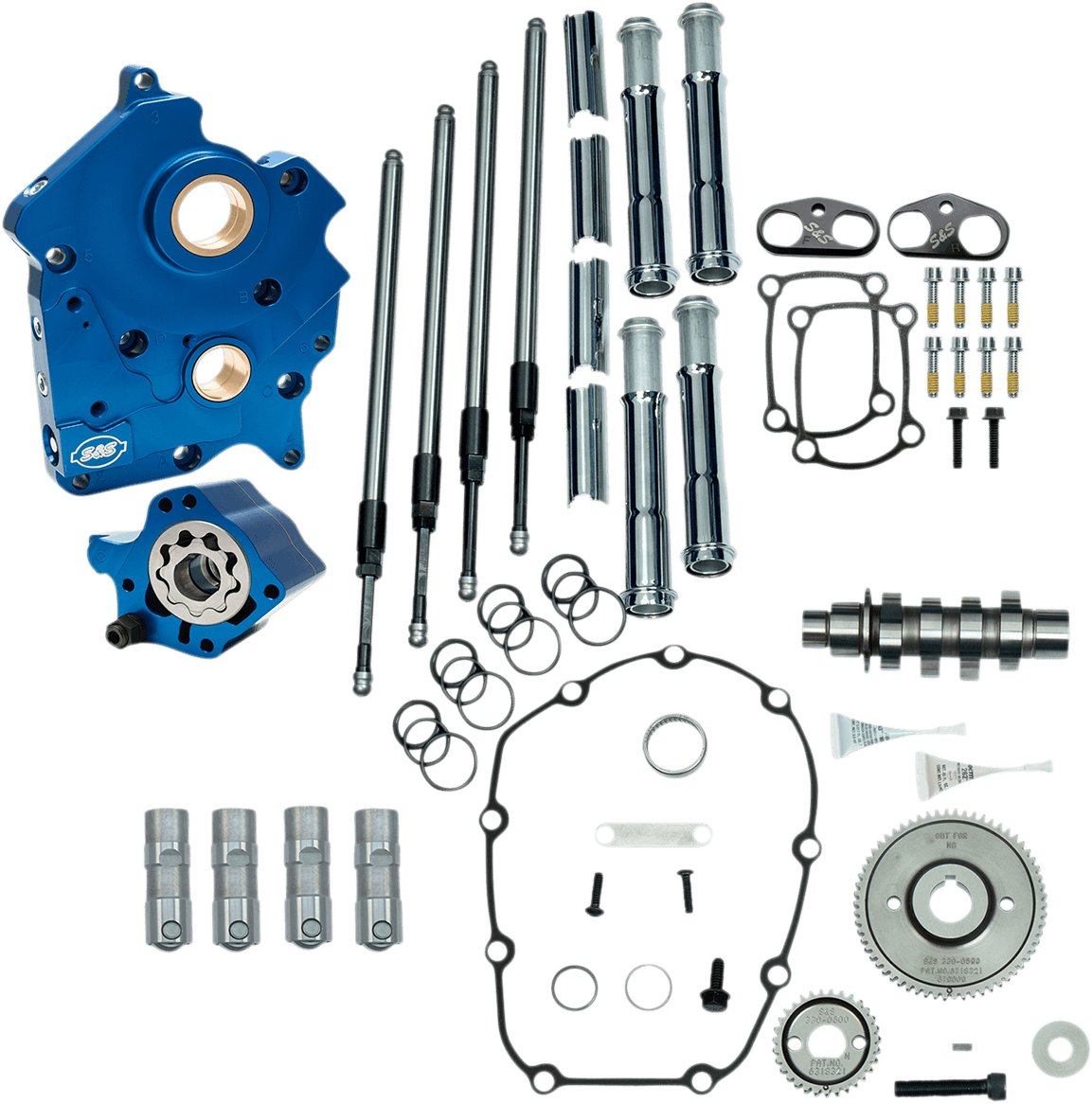 S&S CYCLE 0925-1300 Cam Chest Kit with Plate - Gear Drive - Water Cooled - 475 Cam - Chrome Pushrods - M8