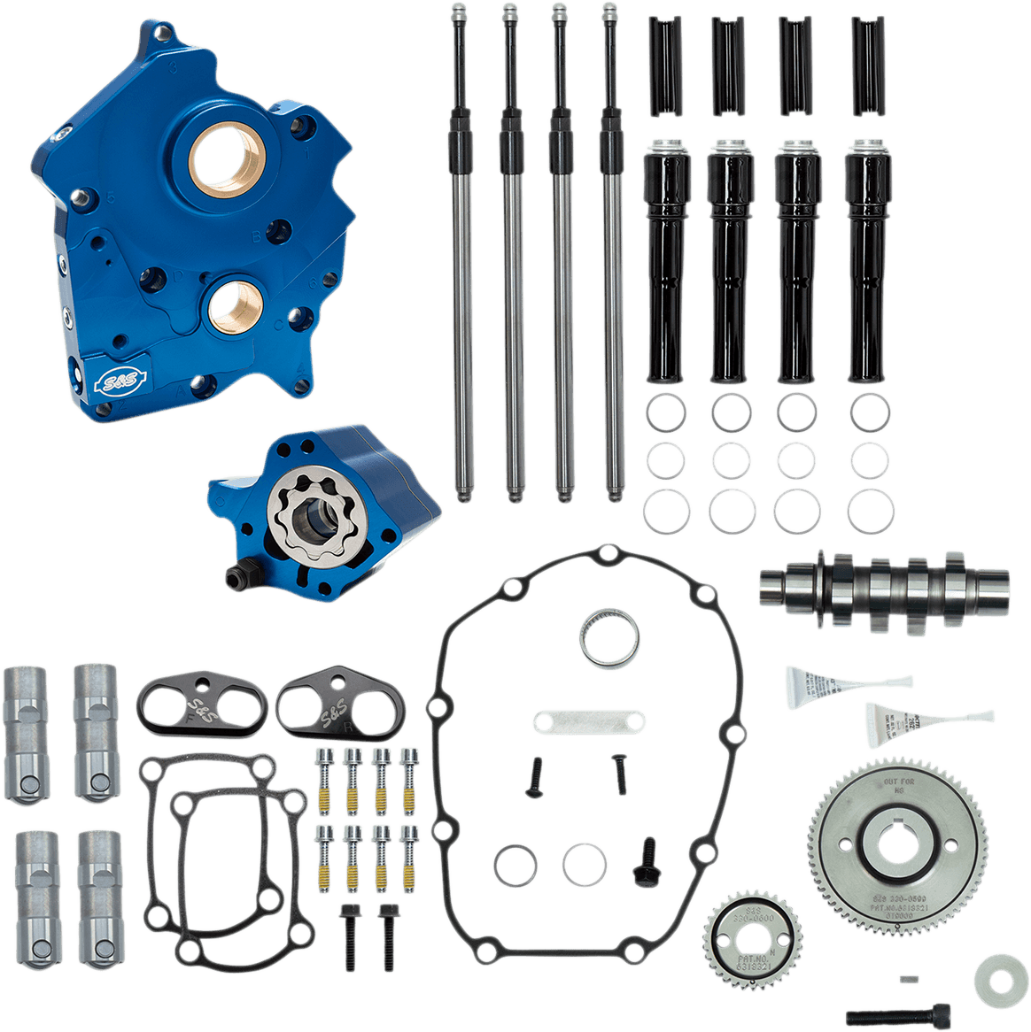 S&S CYCLE 0925-1308 Cam Chest Kit with Plate - Gear Drive - Water Cooled - 475 Cam - Black Pushrods - M8