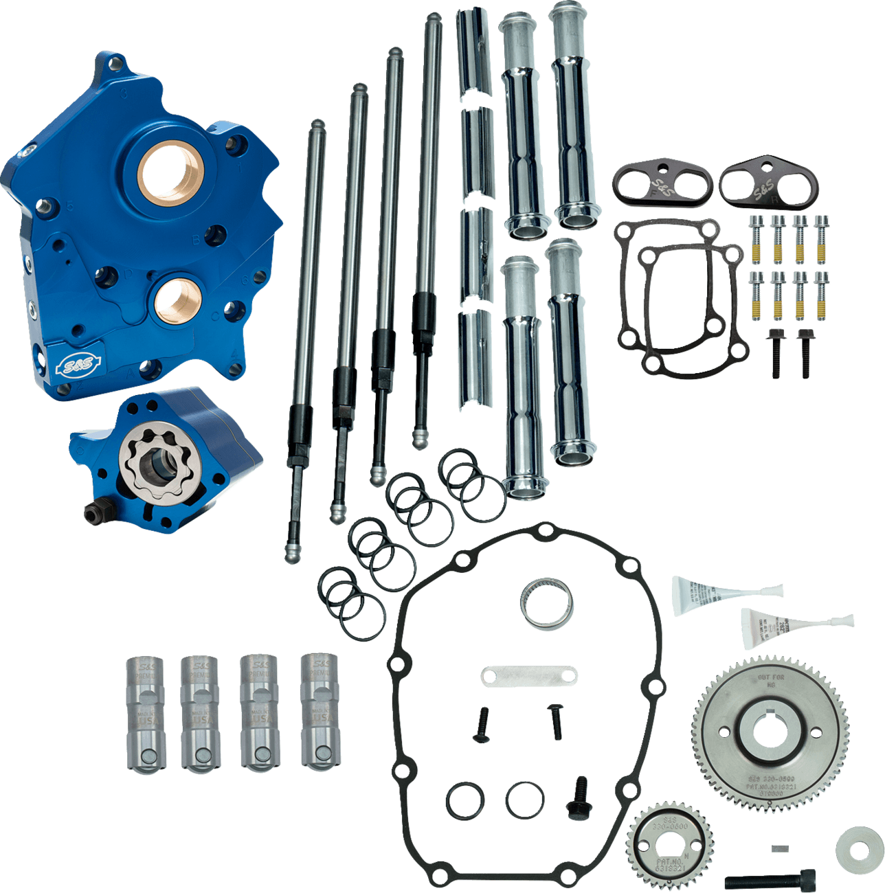 S&S CYCLE 0925-1571 Cam Chest Kit without Cams - Gear Drive - Water Cooled - Chrome Pushrods - M8