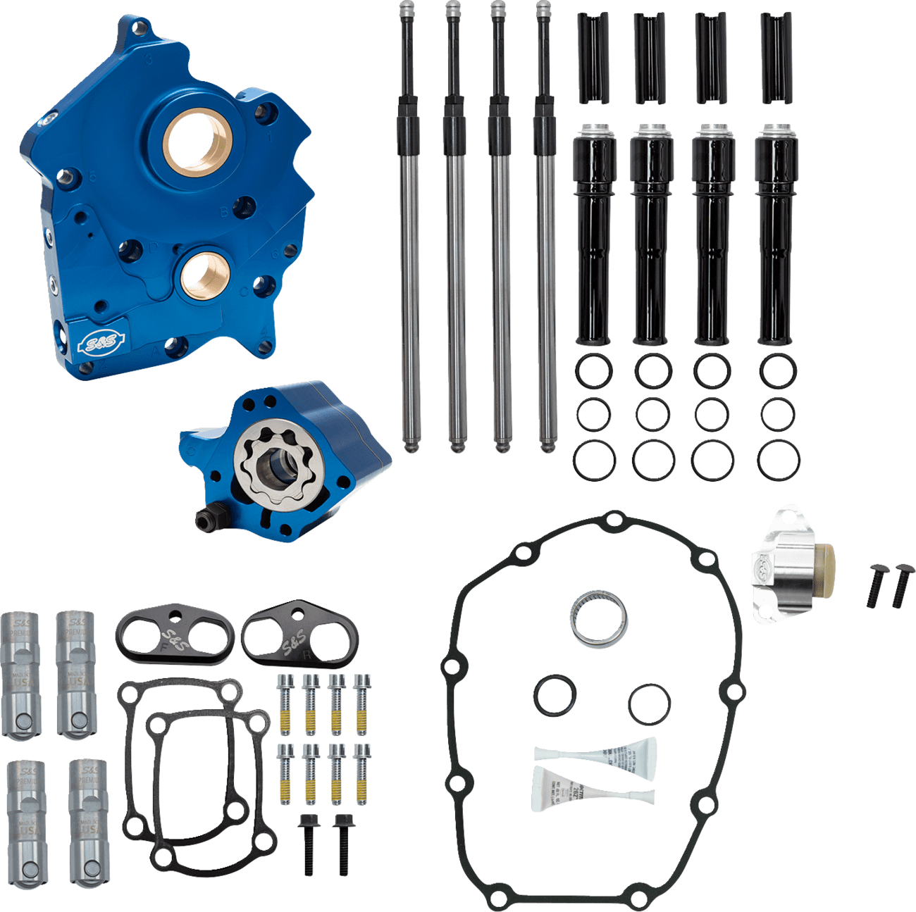 S&S CYCLE 0925-1574 Cam Chest Kit without Cams - Chain Drive - Water Cooled - Black Pushrods - M8