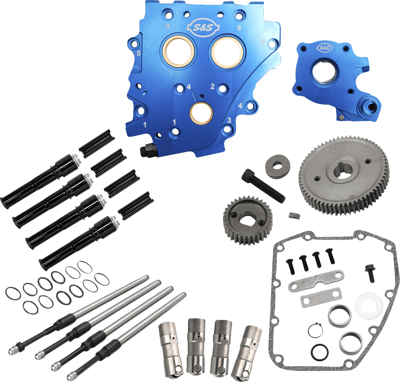 S&S CYCLE 0925-1578 Cam Chest Kit without Cams - Gear Drive - Oil Cooled - Black Pushrods - Twin Cam