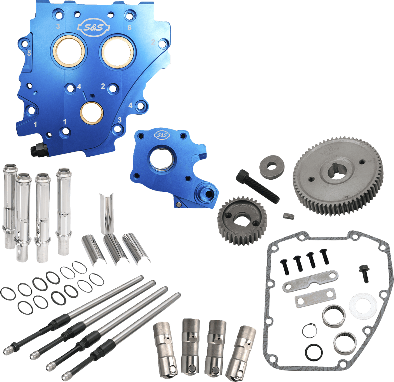 S&S CYCLE 0925-1579 Cam Chest Kit without Cams - Gear Drive - Oil Cooled - Chrome Pushrods - Twin Cam
