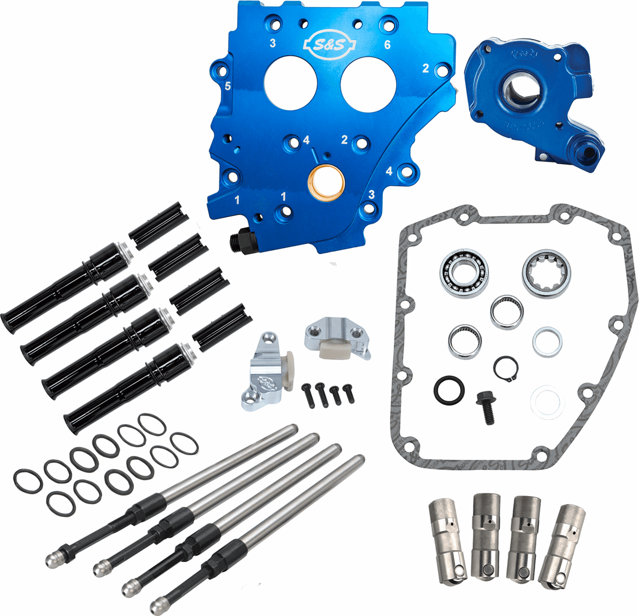 S&S CYCLE 0925-1580 Cam Chest Kit without Cams - Chain Drive - Black Pushrods - Twin Cam