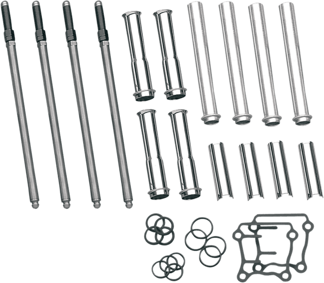S&S CYCLE 0928-0017 Adjustable Pushrod Kit - Chrome Covers - Twin Cam '99-'17