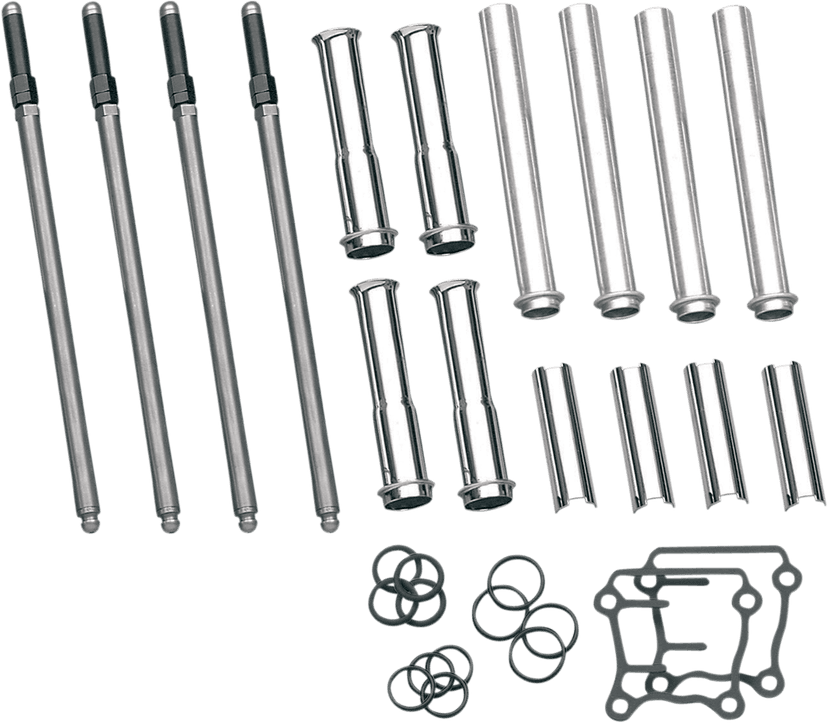 S&S CYCLE 0928-0017 Adjustable Pushrod Kit - Chrome Covers - Twin Cam '99-'17