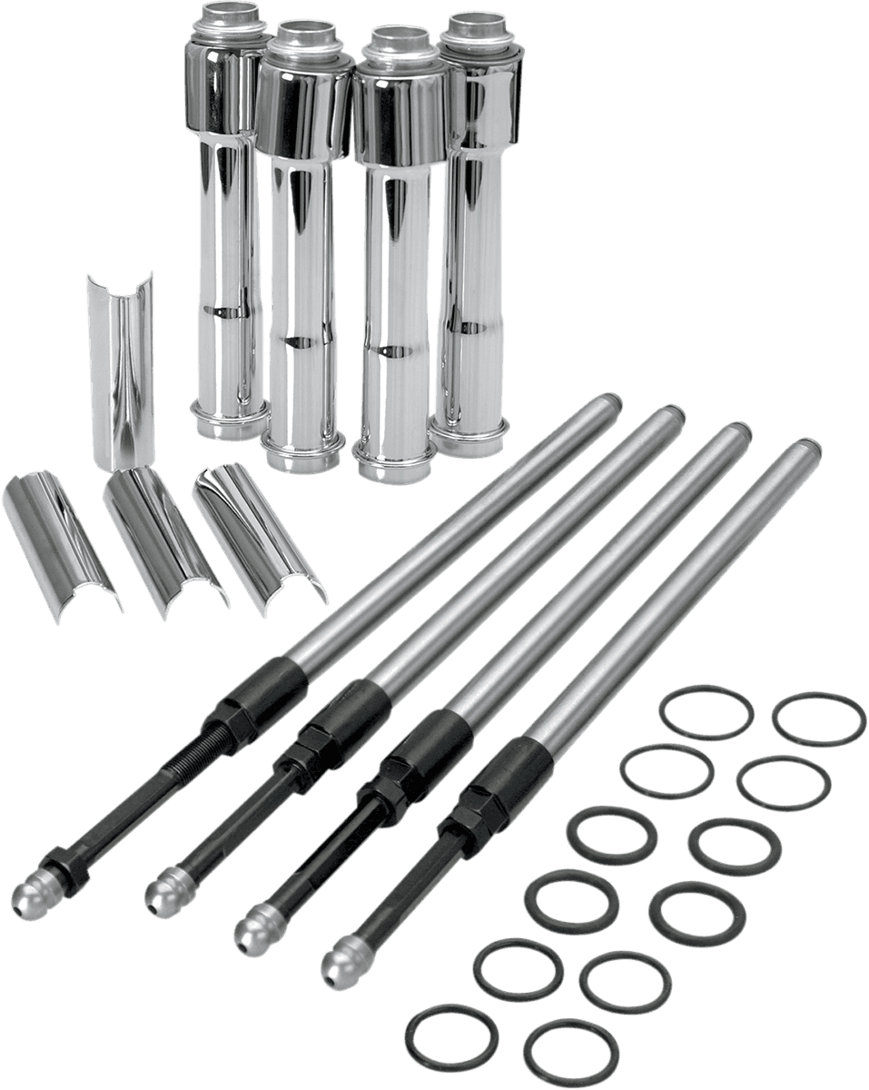 S&S CYCLE 0928-0036 Quickee Pushrod Kit with Chrome Covers - XL