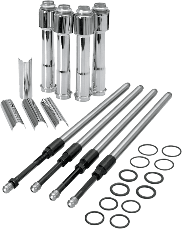 S&S CYCLE 0928-0036 Quickee Pushrod Kit with Chrome Covers - XL