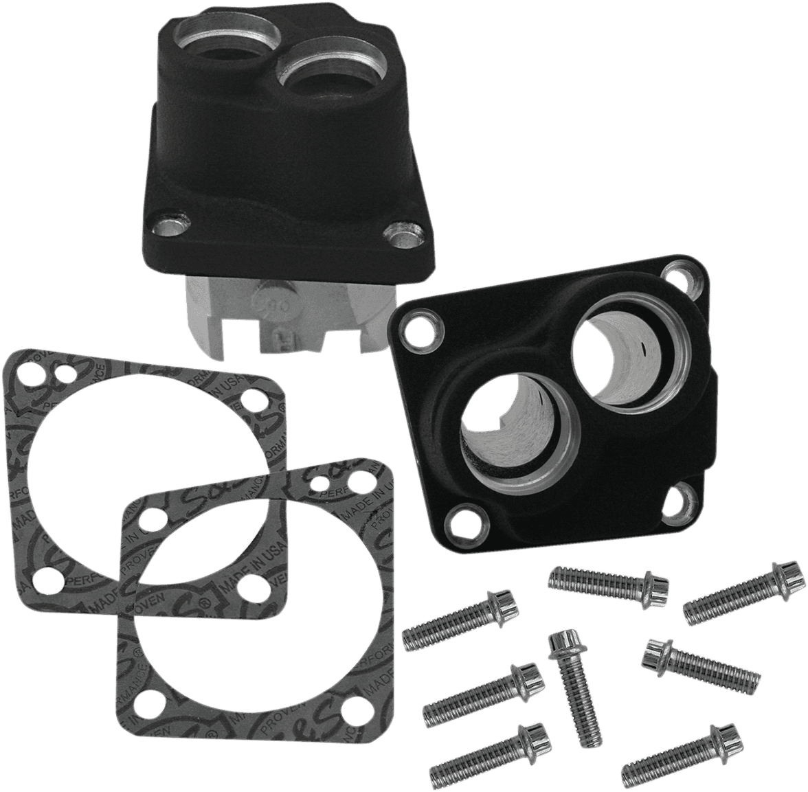 S&S CYCLE 0928-0070 Tappet Guide Kit - Cast - Wrinkle Black - V-Series | Super Stock® Crankcases