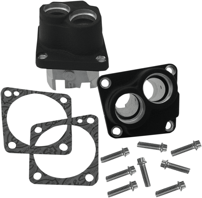 S&S CYCLE 0928-0070 Tappet Guide Kit - Cast - Wrinkle Black - V-Series | Super Stock® Crankcases