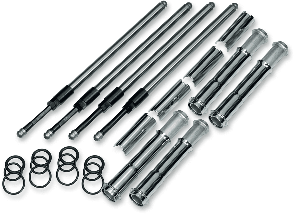 S&S CYCLE 0928-0088 Quickee Pushrod Kit with Chrome Covers - M8