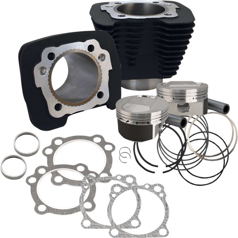 S&S CYCLE 0931-0528 Cylinder Kit - 1200 cc Conversion - 11.2:1 Compression Ratio - Wrinkle Black - XL
