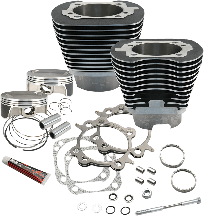 S&S CYCLE 0931-0539 117" Big Bore Cylinder Kit - Wrinkle Black - Twin Cam