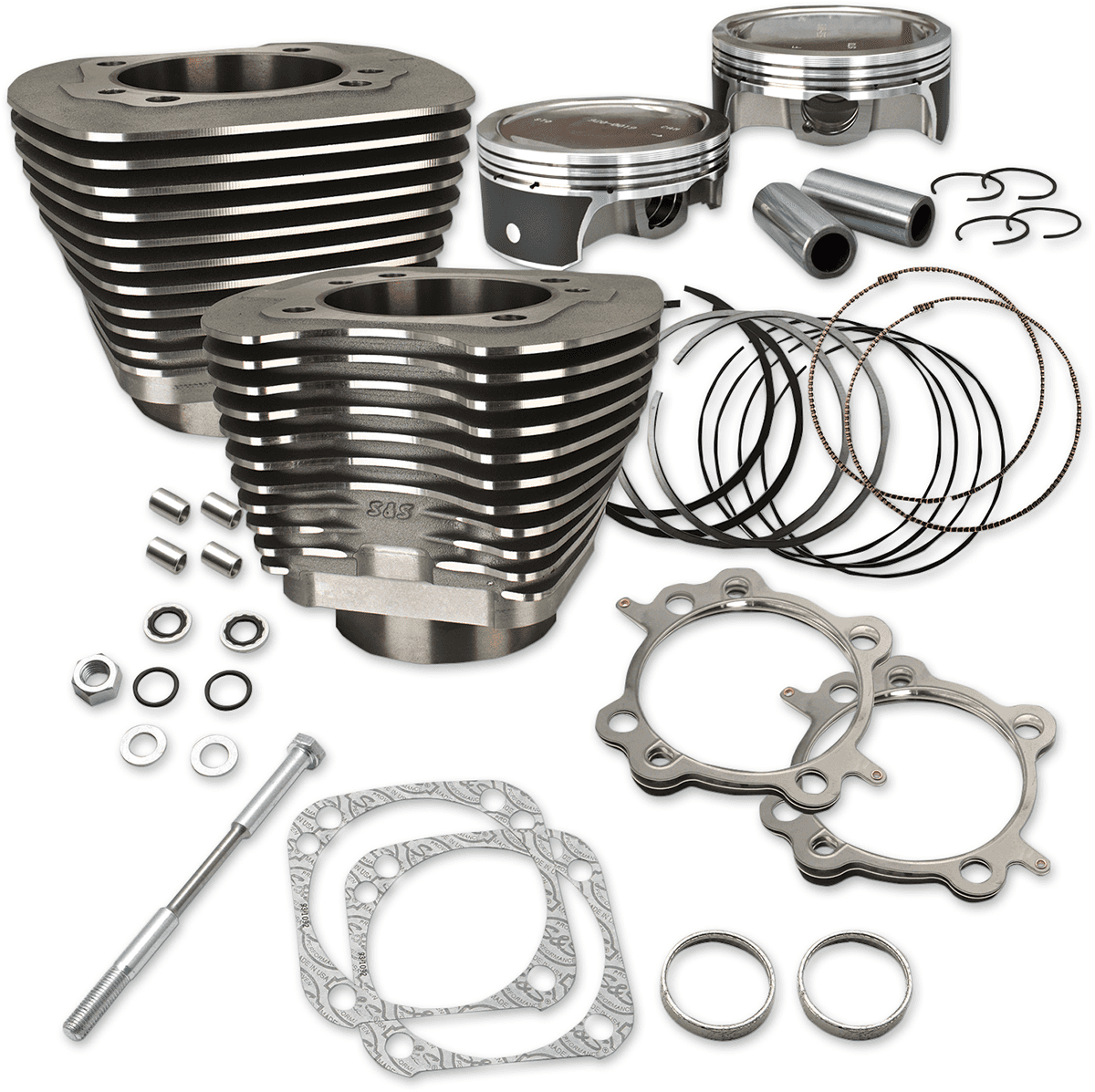S&S CYCLE 0931-0541 124" Big Bore Cylinder Kit - Wrinkle Black - Twin Cam