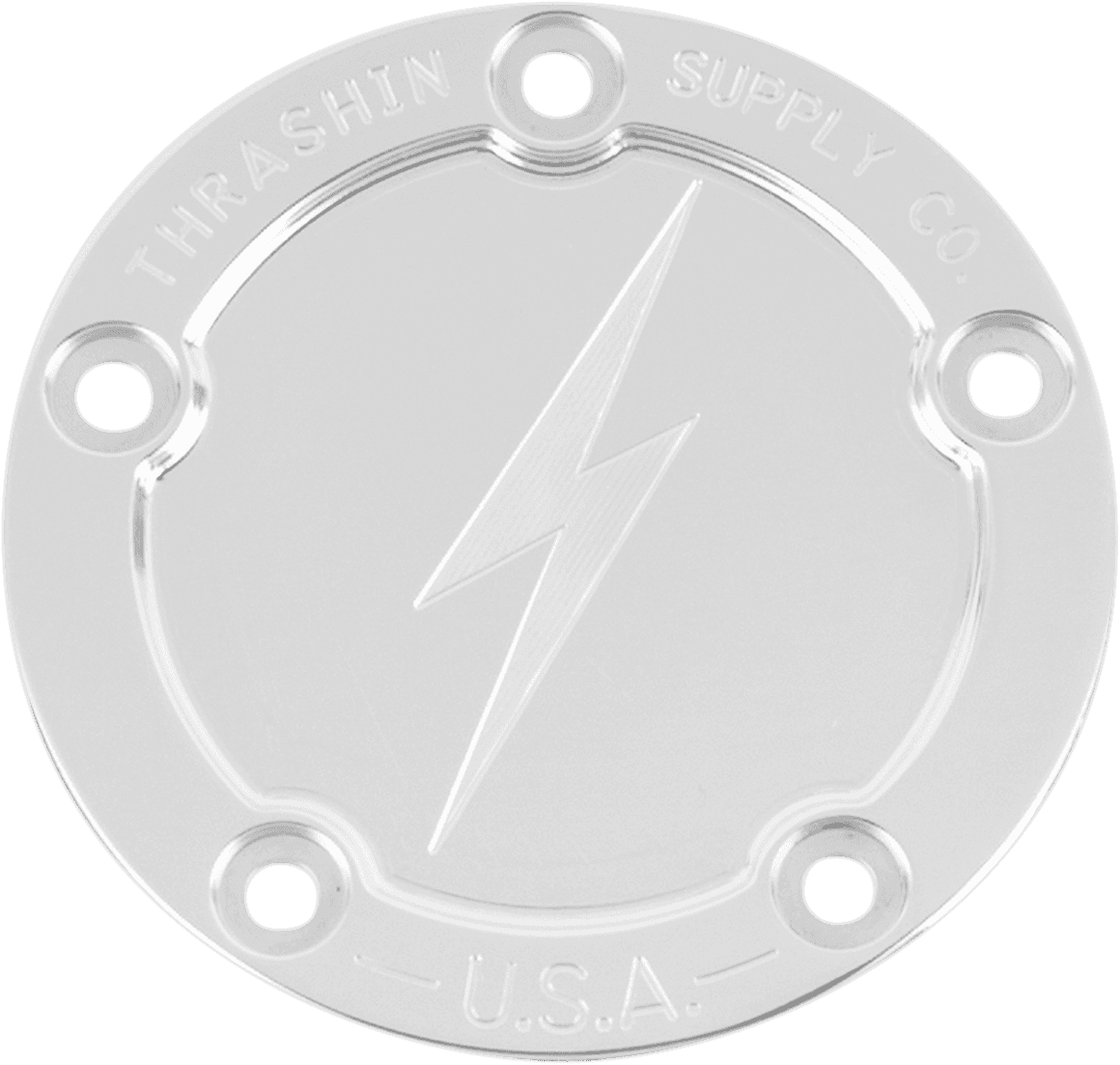 THRASHIN SUPPLY CO. 0940-1716 Points Cover - Dished - Polished - 5 Hole - Twin Cam