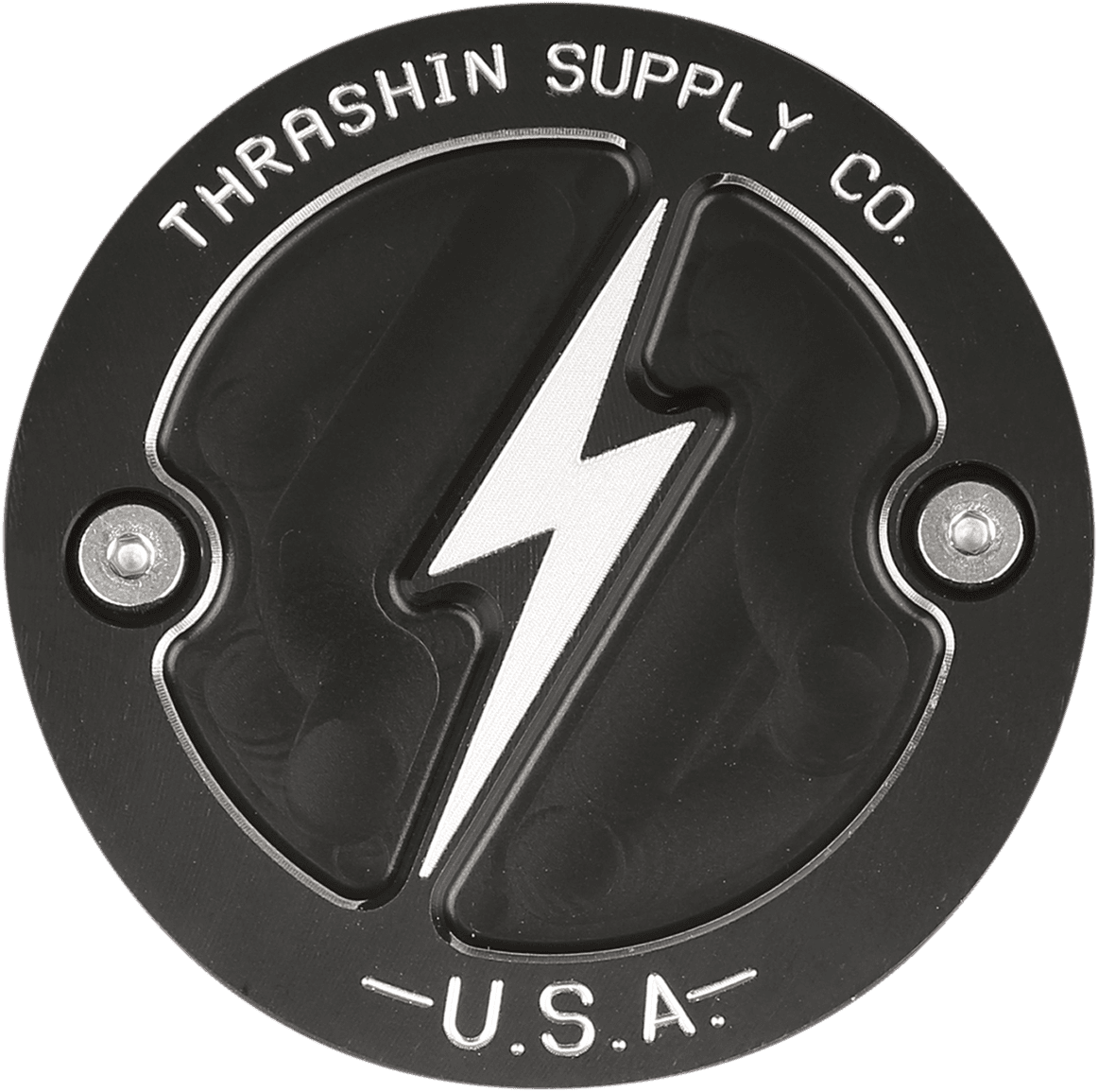 THRASHIN SUPPLY CO. 0940-1846 Points Cover - Dished - Black - 2 Hole - M8