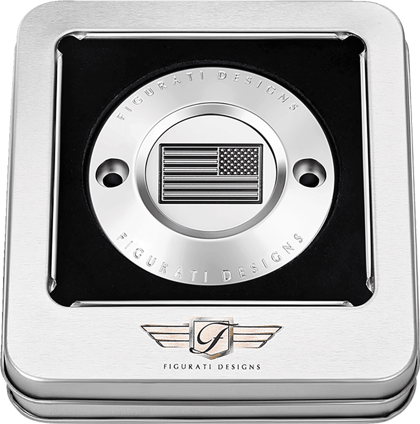FIGURATI DESIGNS 0940-2066 Timing Cover - 2 Hole - American Flag - Contrast Cut - Stainless Steel — image 3 of 3