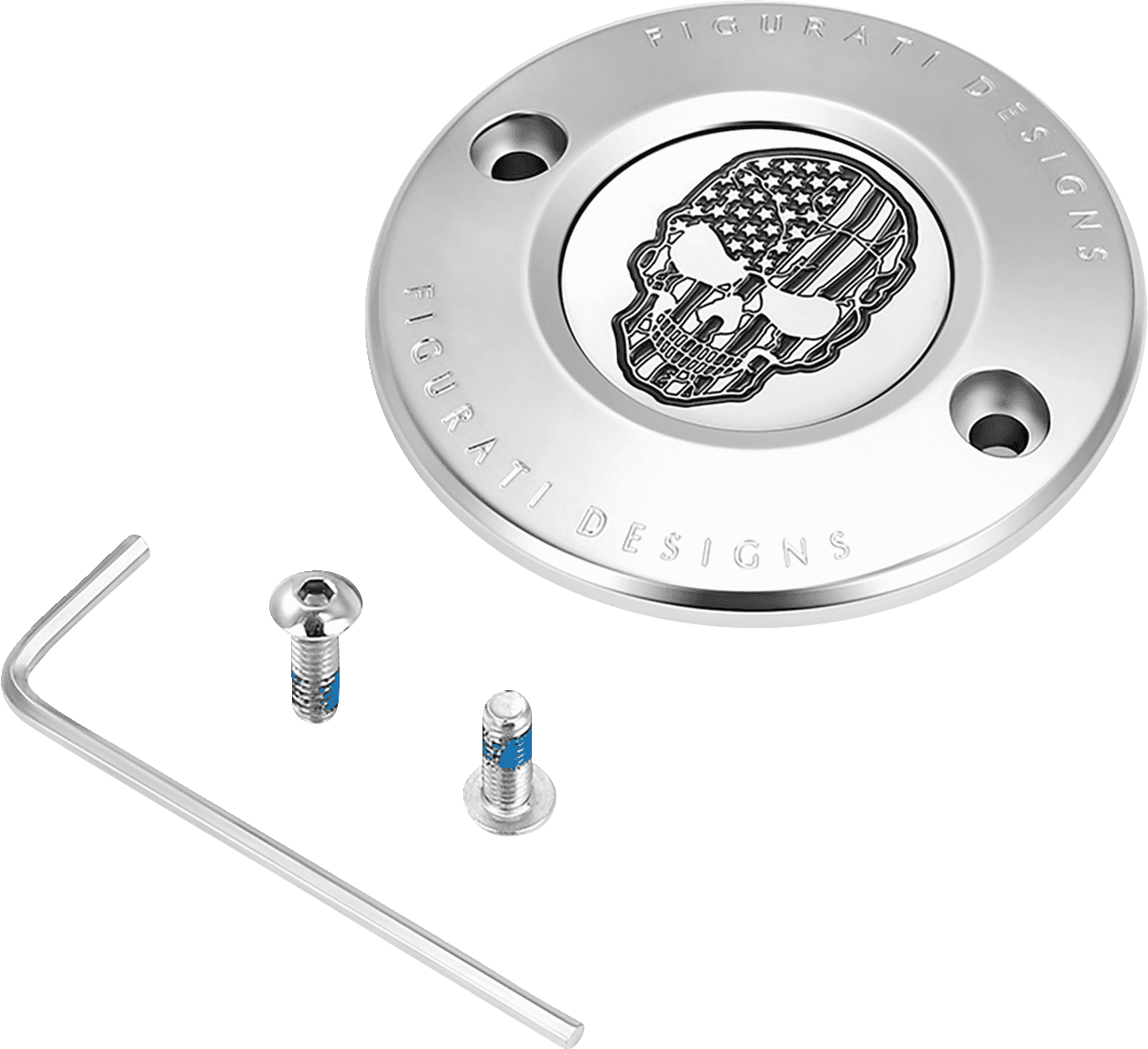 FIGURATI DESIGNS 0940-2068 Timing Cover - 2 Hole - Skull - Contrast Cut - Stainless Steel