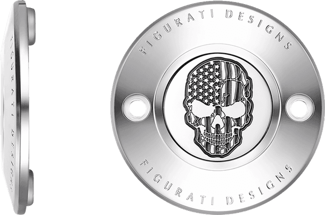 FIGURATI DESIGNS 0940-2068 Timing Cover - 2 Hole - Skull - Contrast Cut - Stainless Steel — image 2 of 3