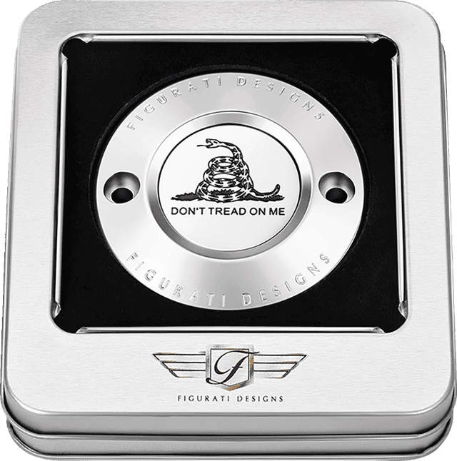 FIGURATI DESIGNS 0940-2070 Timing Cover - 2 Hole - Don't Tread on Me - Stainless Steel — image 3 of 3