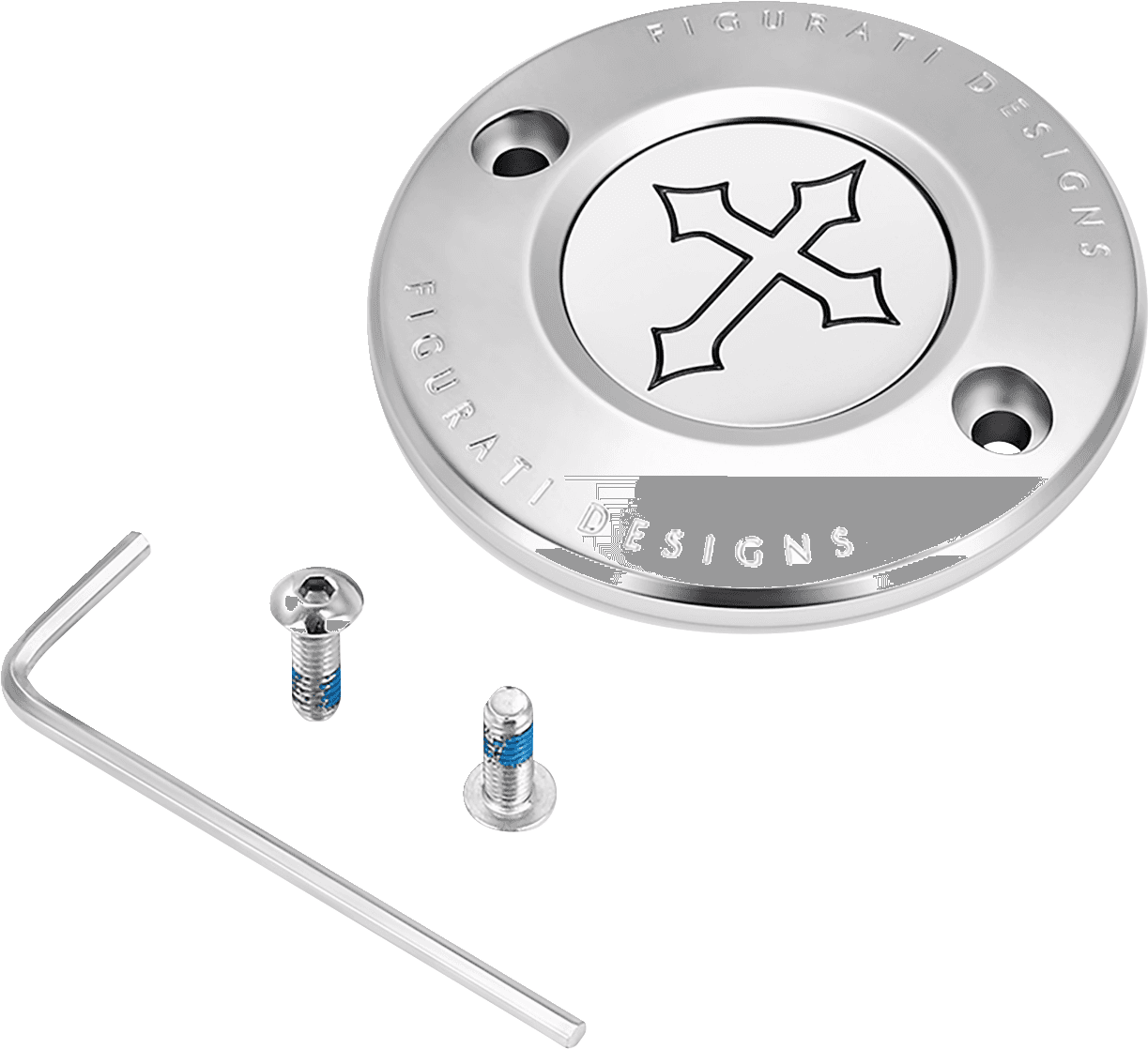 FIGURATI DESIGNS 0940-2072 Timing Cover - 2 Hole - Cross - Stainless Steel