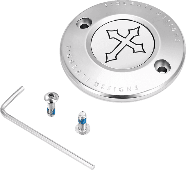 FIGURATI DESIGNS 0940-2072 Timing Cover - 2 Hole - Cross - Stainless Steel — image 1 of 3
