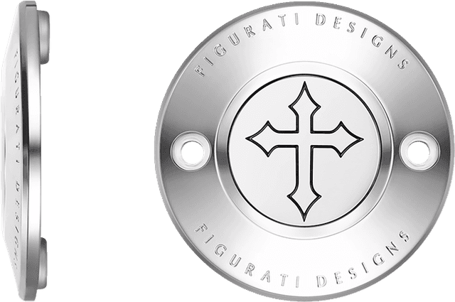 FIGURATI DESIGNS 0940-2072 Timing Cover - 2 Hole - Cross - Stainless Steel — image 2 of 3