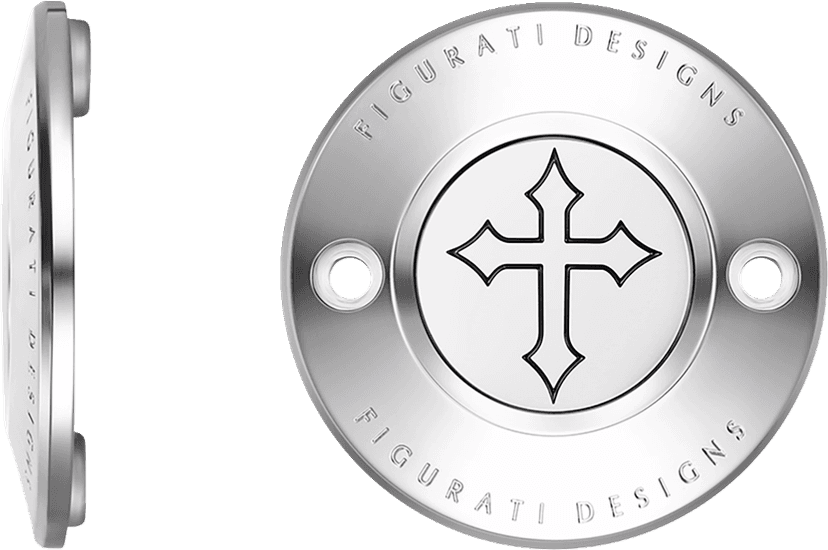 FIGURATI DESIGNS 0940-2072 Timing Cover - 2 Hole - Cross - Stainless Steel — image 2 of 3