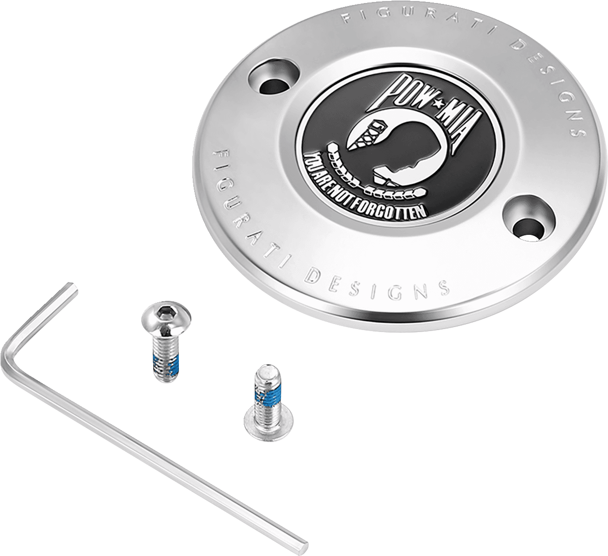 FIGURATI DESIGNS 0940-2074 Timing Cover - 2 Hole - POW MIA - Stainless Steel